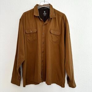 Kuhl Dillingr Flannel Shirt Men XXL Brown Long Sleeve Outdoor Casual Gorpcore